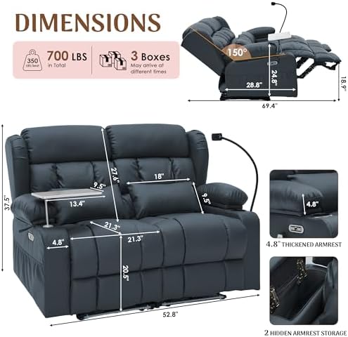 Redlife Power Loveseat Recliner Sofa - Image 2
