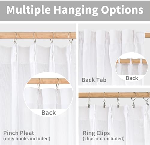YoungsTex White Linen Curtains 84 Inches Long - Image 5