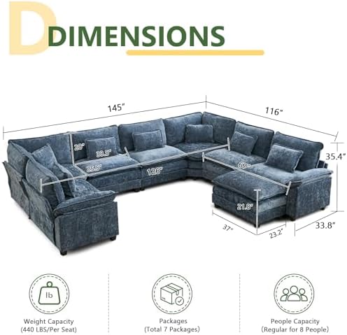 Oversized Modular Sectional Sofa Set, Convertible Deep Seat Cloud Couch - Image 2