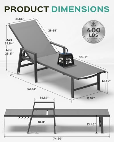 Patio Chaise Lounge Chair Outdoor - Image 2