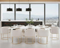 HNY Mid Century Modern Upholstered Barrel Dining Chairs by HNY