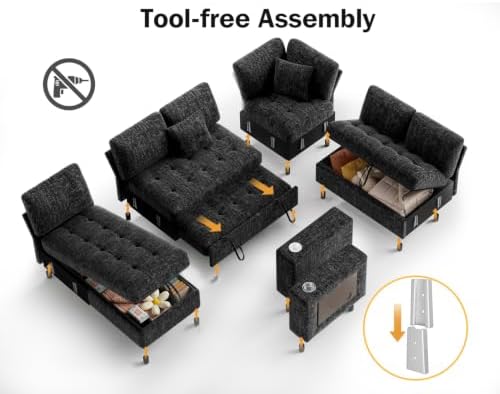 Vipbear 111" Modular Sectional Sleeper Sofa - Image 4