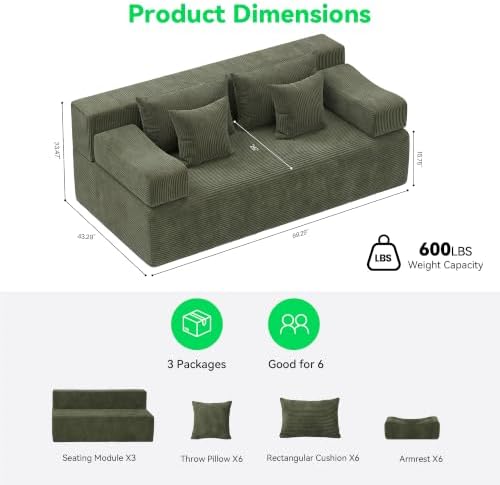 MONVANE 156" U-Shaped Modular Sectional Sofa - Image 2