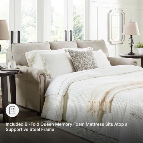 Signature Design by Ashley Queen Sleeper Sofa Couch Bed, Dune Beige - Image 7