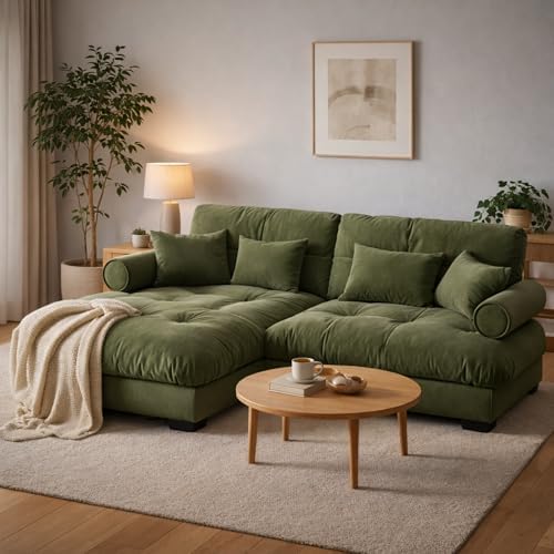 94" Modular Sectional Sofa, Velvet Upholstered Couches by Wunlerlant
