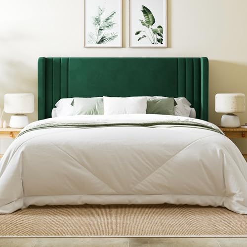 Allewie Queen Size Velvet Platform Bed Frame, Tall Wingback Headboard - Image 3