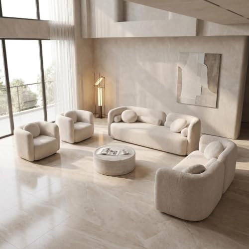 4-Piece Curved Couch Set, Sofa Loveseat & 2 Chairs by Alyncasa
