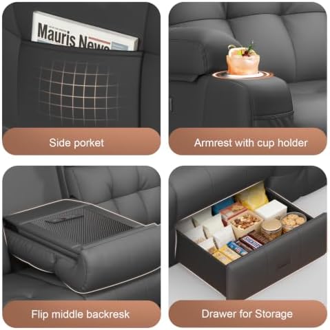 Reclining Loveseat Sofa, RV Loveseats Recliner Sofas Wall Hugger, Double - Image 6