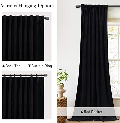 StangH Extra Long Black Velvet Curtains - Image 3