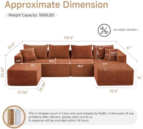 118 Inch Modular U-Shaped Sectional Couch - Image 2