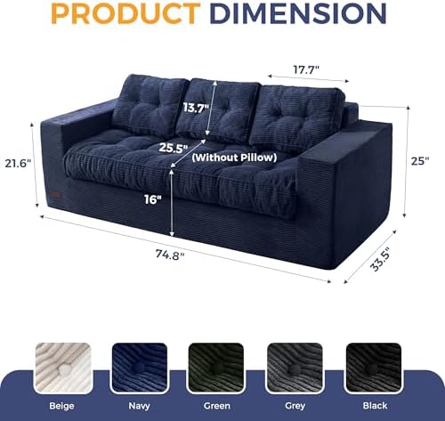 MAXYOYO Loveseat Sofa Couch, Upholstered Bean Bag Chair Cloud Seat - Image 2