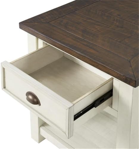 Martin Svensson Home Monterey Solid Wood End Table, Cream White and Brown - Image 6