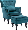 Mid Century Accent Chair with Ottoman Modern Button Tufted Armchair Wingback by DMFurniture