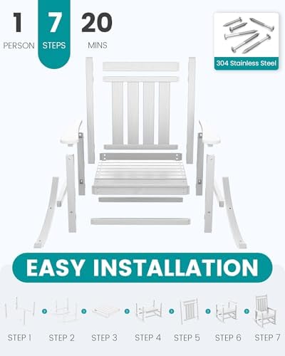 SERWALL Outdoor Rocking Chair Set of 2, HDPE Porch Rocker - Image 6