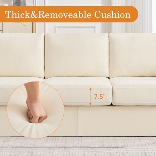 89" Boneless 3 Seater Sofa, Modern Cloud Couch - Image 3