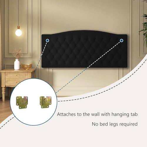 Furpopup Velvet Queen Size Headboard Only, Upholstered Wall Mount - Image 4