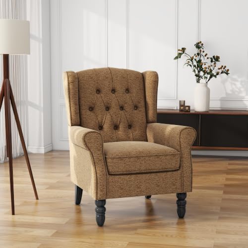 High Back Accent Chairs Set of 2, Fabric Wingback Armchair - Image 7