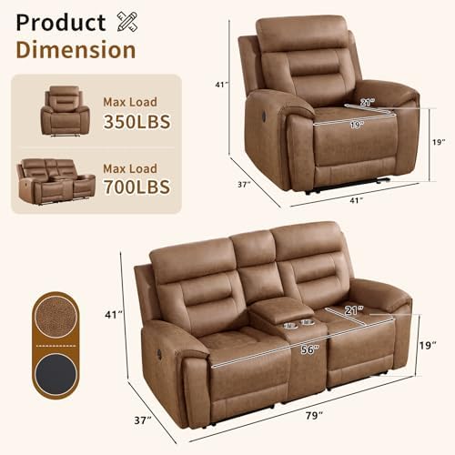 ANJ 2-Piece PU Leather Recliner Sofa Set - Image 2