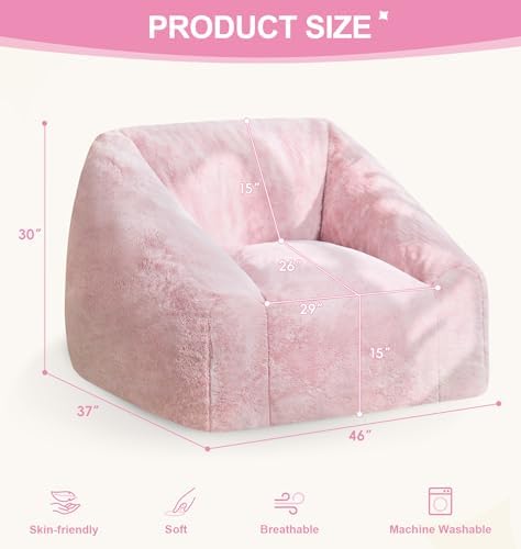 Hobestluk Bean Bag Chair Plush Cozy Chair Armrest Living Room Adult Pink - Image 2