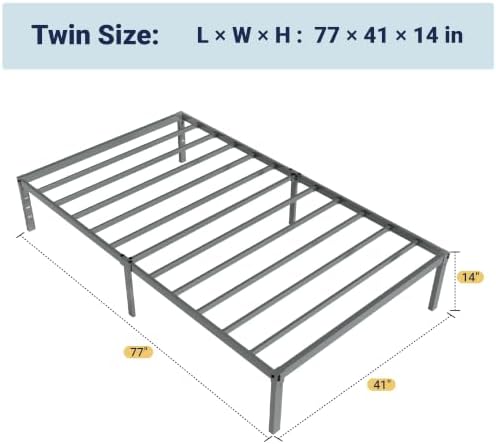 Allewie Twin Bed Frame, 14 inch Metal Beds - Image 2