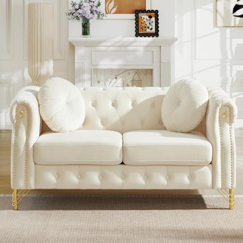 60.5" Velvet Chesterfield Loveseat Sofa by Kolavess