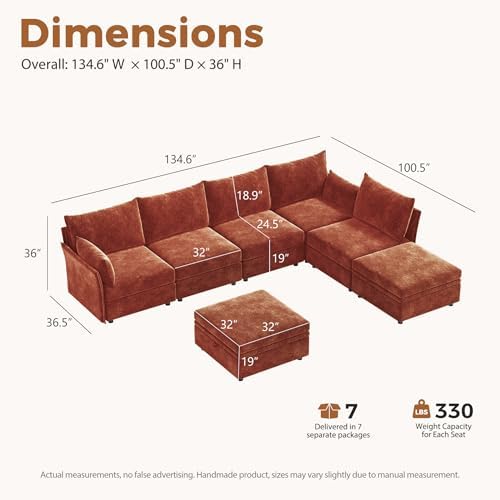 ABCASA 134.6" Oversized Modular Sectional Sofa, Large 7 Seater L Shaped Couch - Image 2