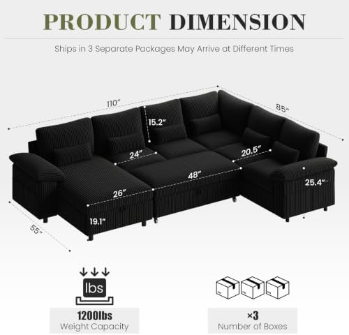 110 Inch Modular Sectional Sleeper Sofa - Image 3