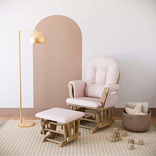 Storkcraft Premium Hoop Glider & Ottoman, Natural/Pink - Image 2
