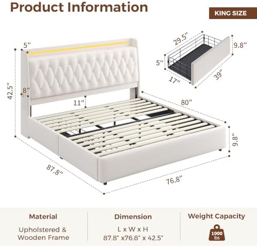 Jocoevol King Size Bed Frame - Image 2