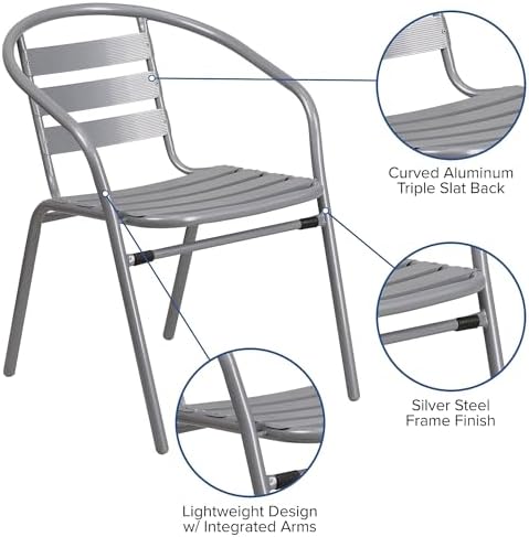 Flash Furniture Lila Silver Metal Restaurant Stack Chair - Image 4