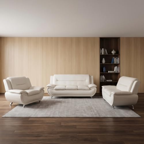 3 Piece Faux Leather Sofa Set for Living Room, Modern Living Room Furniture Set - Image 4