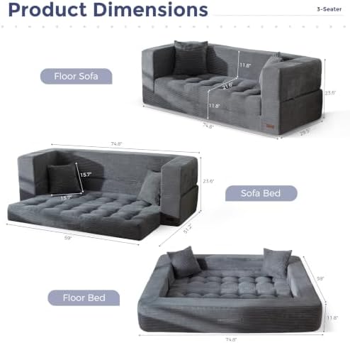 MAXYOYO Folding Sofa Bed, Convertible Boneless Loveseat Couch - Image 2