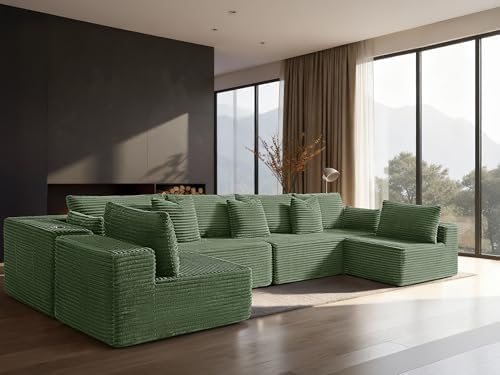 138" Cloud Sectional Couch, Comfort U Shaped Sofa by VYUXWO