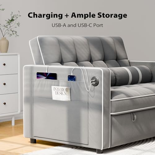 Pipishell Sleeper Sofa Bed, 3 in 1 Pull Out Couch Futon - Image 3