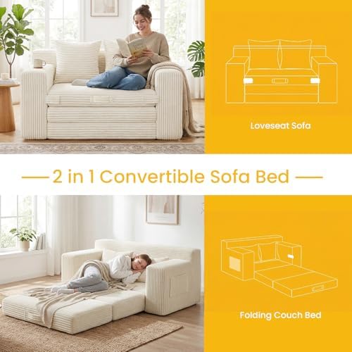 Boneless Couch, Boneless Loveseat Sleeper Sofa Bed – 3-in-1 Convertible Couch - Image 5