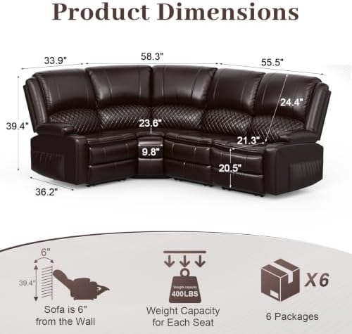 Upgraded 4 Seater Reclining Sofa Set, Modern Living Room Couch - Image 2