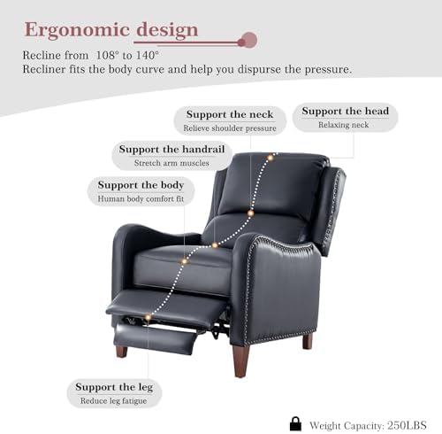 HULALA HOME Genuine Leather Recliner Chair - Image 4