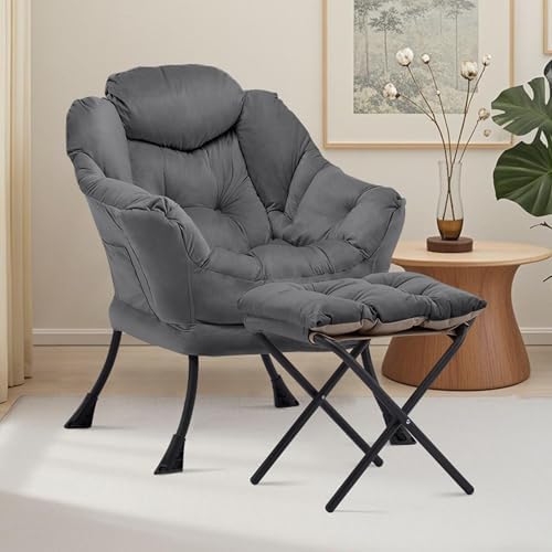 Lazy Chair with Ottoman, Dark Grey - Image 2