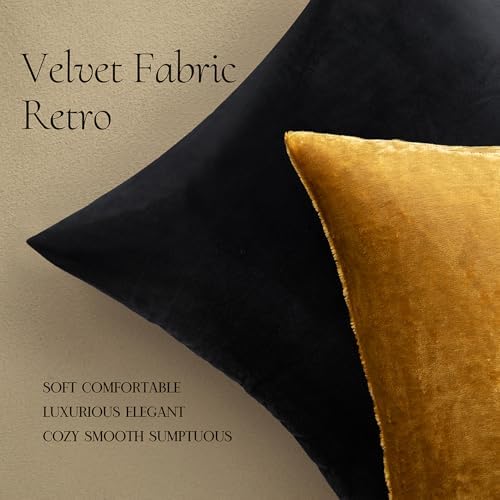 MIULEE 24x24 Inch Pack of 2 Euro Velvet Throw Pillow Covers Dark Gold - Image 5