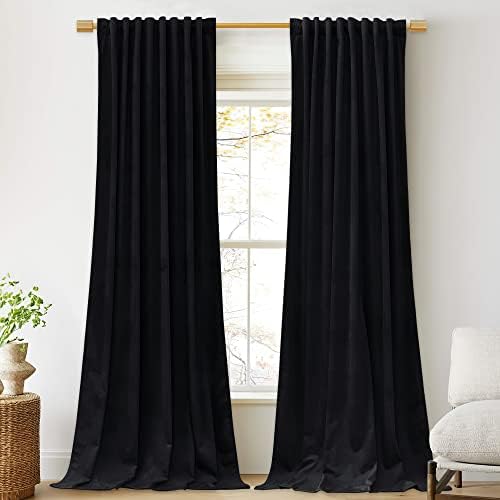 StangH Extra Long Black Velvet Curtains by StangH