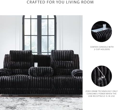 Signature Design by Ashley Power Reclining Sofa, Drop Down Table - Image 5