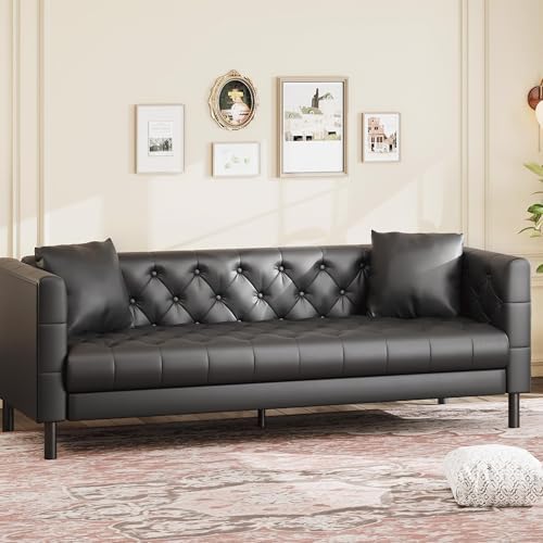 GarveeTech Modern Leather Sofa 81", Chesterfield Style 3 Seater Couch - Image 3