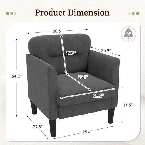 Kromax Accent Chair for Living Room, Comfy Upholstered Armchair - Image 2