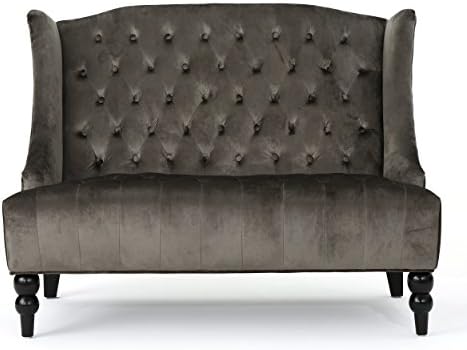 Modern Tufted Velvet Wingback Loveseat, Tufted Velvet 2 Seat Couch Sofas - Image 5