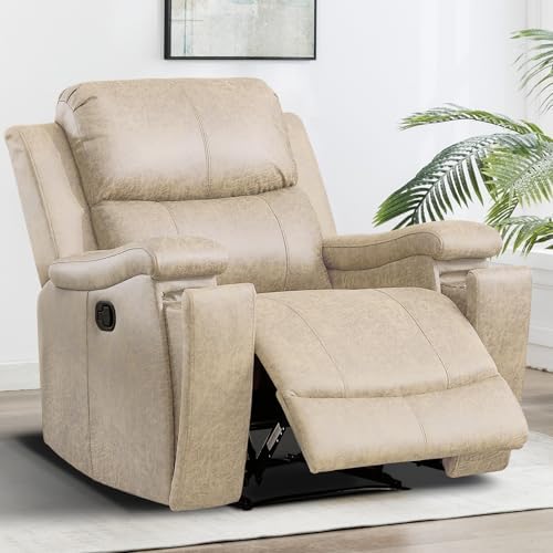 CANMOV Leather Recliner Chair, Classic and Traditional Manual Recliner Chair by CANMOV