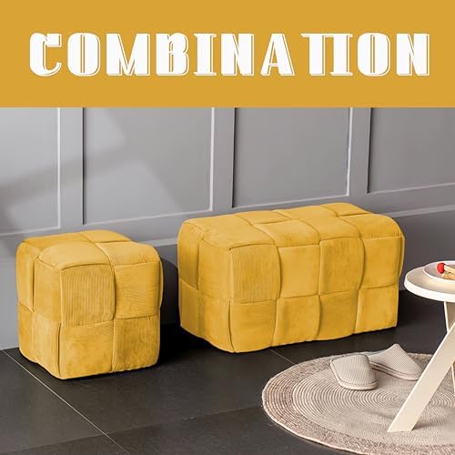 Cmishe 28" Rectangular Woven Corduroy Ottoman Footrest - Image 4