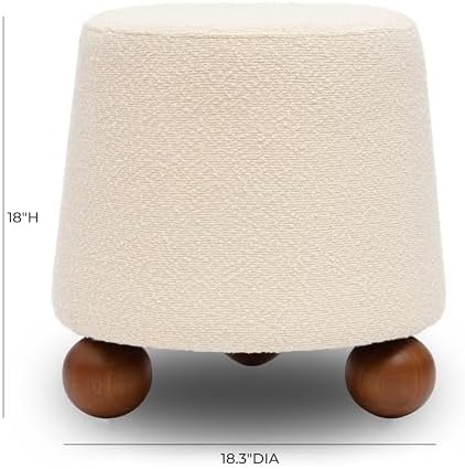 Tov Furniture Jaine Round Boucle Upholstered Stool - Image 2