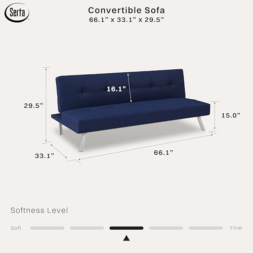 Serta® Rane Futon Sofa Bed 66.1", 3-in-1 Convertible Couch Sleeper - Image 2