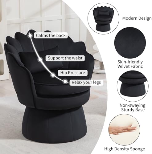 ZJhome 360° Swivel Accent Chair, Mid-Century Modern Velvet Barrel Chair - Image 4