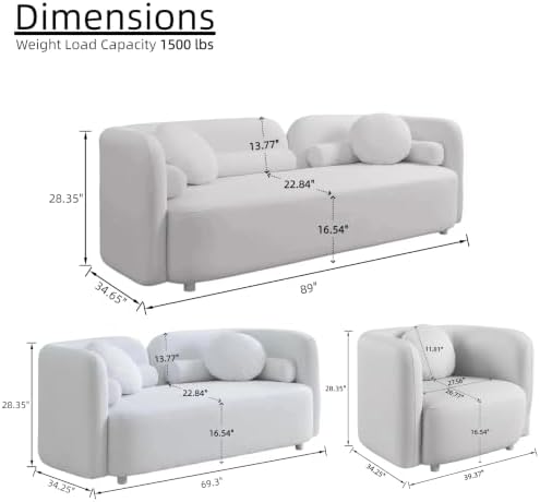 4-Piece Curved Couch Set, Sofa Loveseat & 2 Chairs - Image 2
